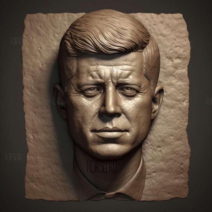 John F Kennedy 2 stl model for CNC